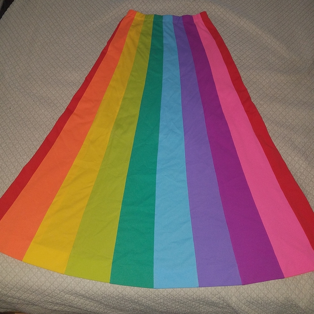 Vintage 1960s DeWeese Floor Length Skirt Bright Rainbow PRIDE ♡Love Is Love♡